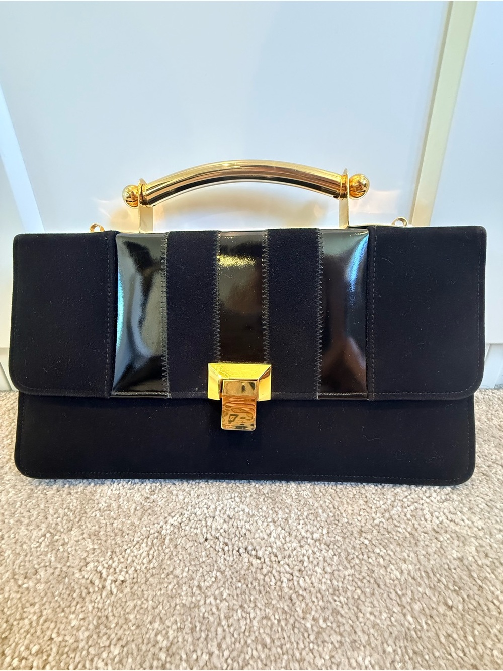 Classic Black Top-Handle Women's Bag with Gold Hardware